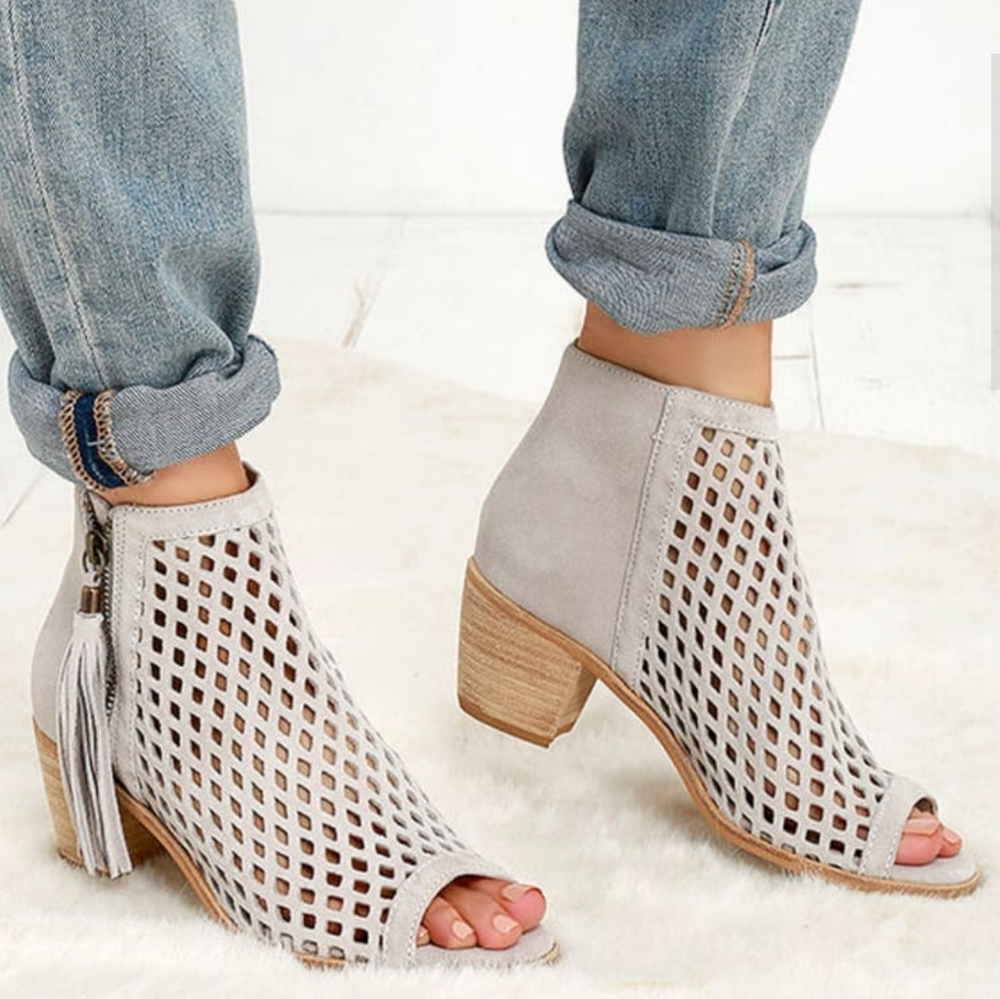Matisse Indie Ivory Suede Leather Cutout Ankle Booties